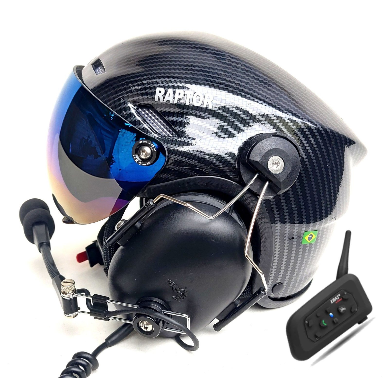CAPACETE RAPTOR COM SISTEMA BLUETOOTH INTERCOMUNICADOR V6 PLUS E CABO PRA RÁDIO - Imagem 7
