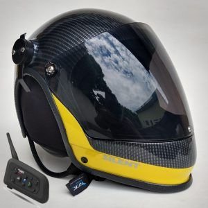 CAPACETE SILENT FUL FACE COR CARBON COLORS COM INTERCOMUNICADOR BLUETOOTH V6 PRO E CABO PRA RADIO