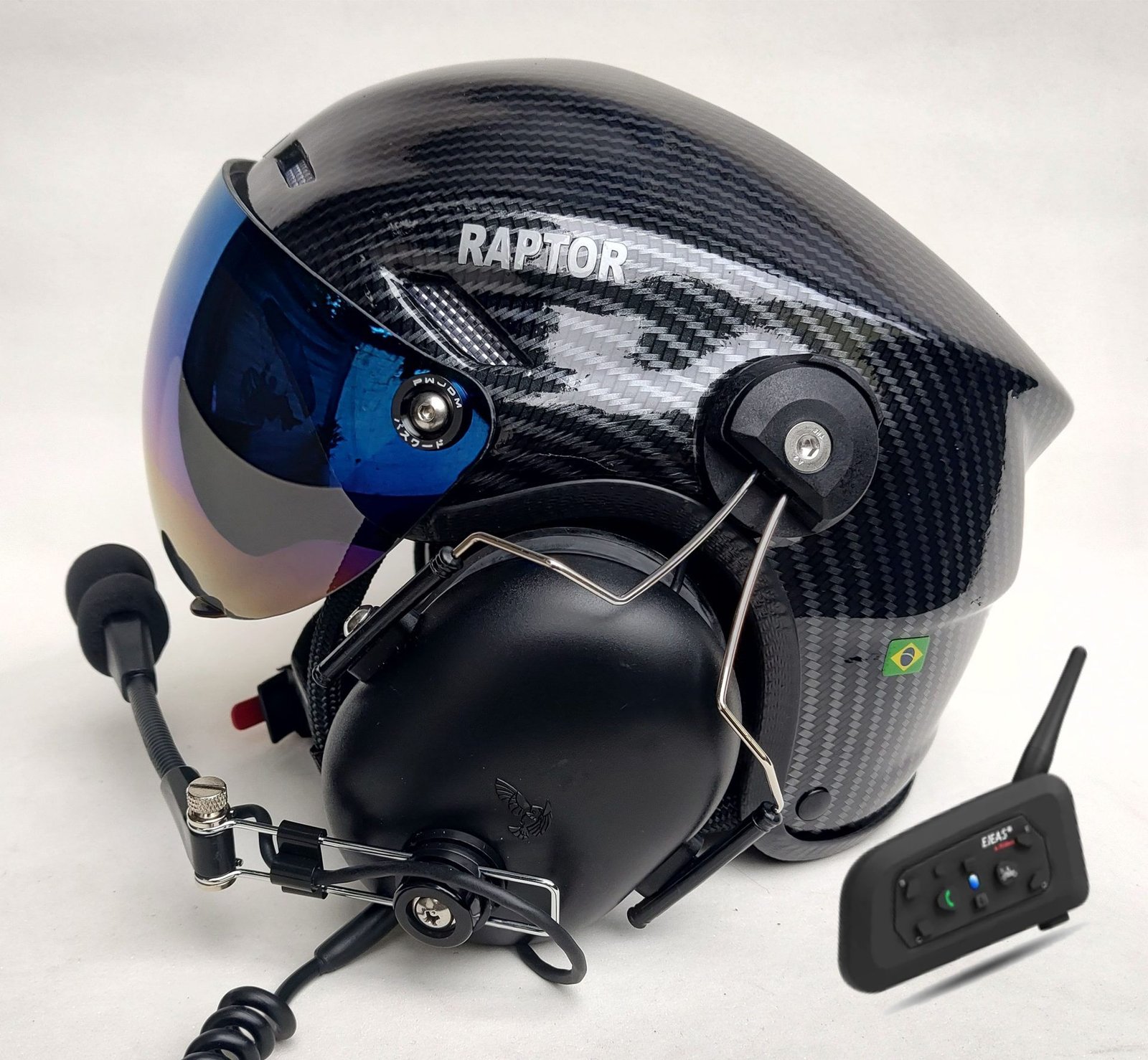 CAPACETE RAPTOR COM SISTEMA BLUETOOTH INTERCOMUNICADOR V6 PLUS E CABO PRA RÁDIO - Imagem 6
