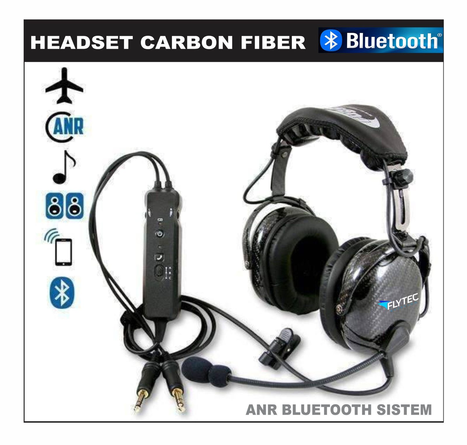 HEADSET ANR COM BLUETOOTH E SUPRESSOR DE RUIDO ELETRÔNICO.