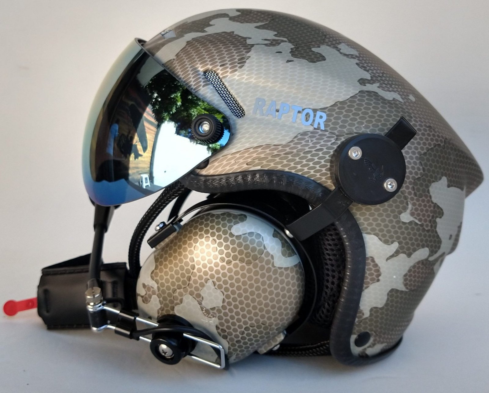 CAPACETE RAPTOR COMBAT DESERT COR CAMUFLADO COM VISEIRA AZUL IRIDIUM - Imagem 2
