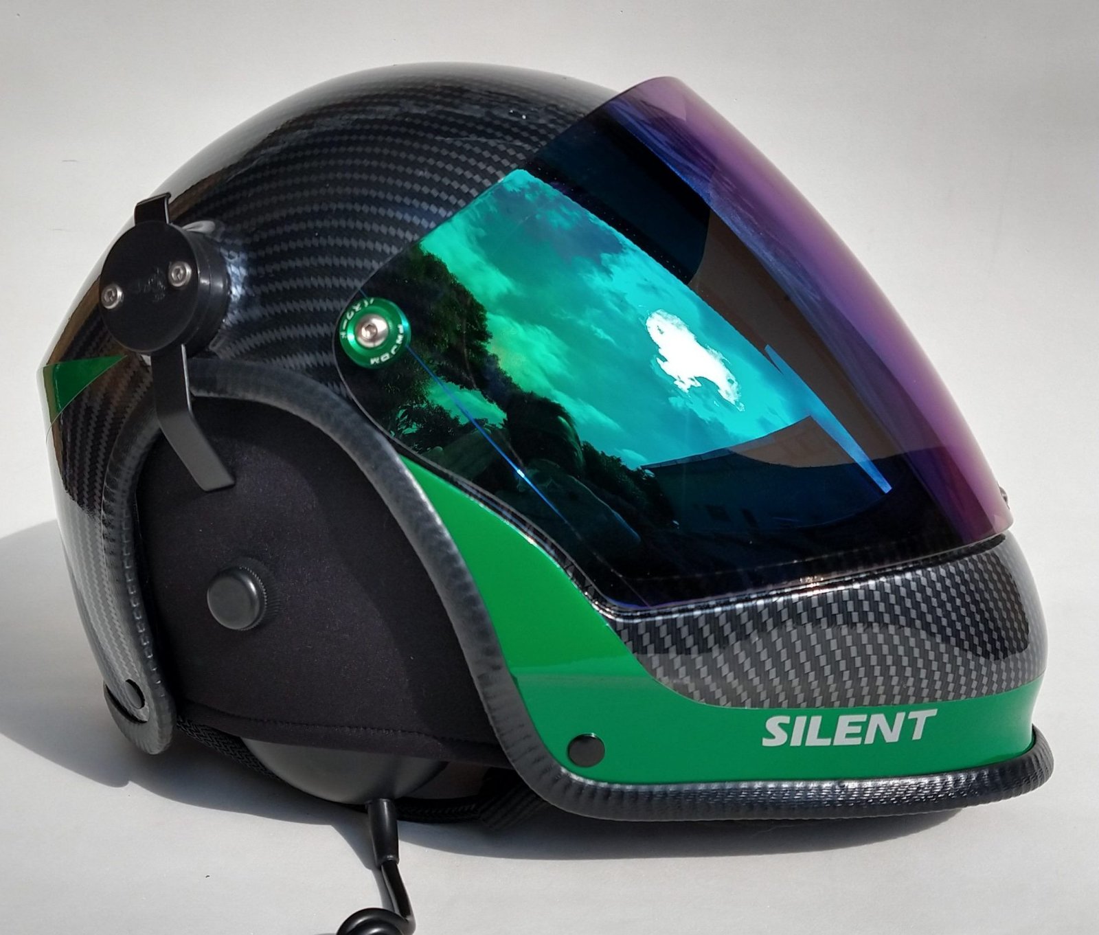 CAPACETE SILENT FUL FACE COR CARBON COLORS COM INTERCOMUNICADOR BLUETOOTH V6 PRO E CABO PRA RADIO - Imagem 9