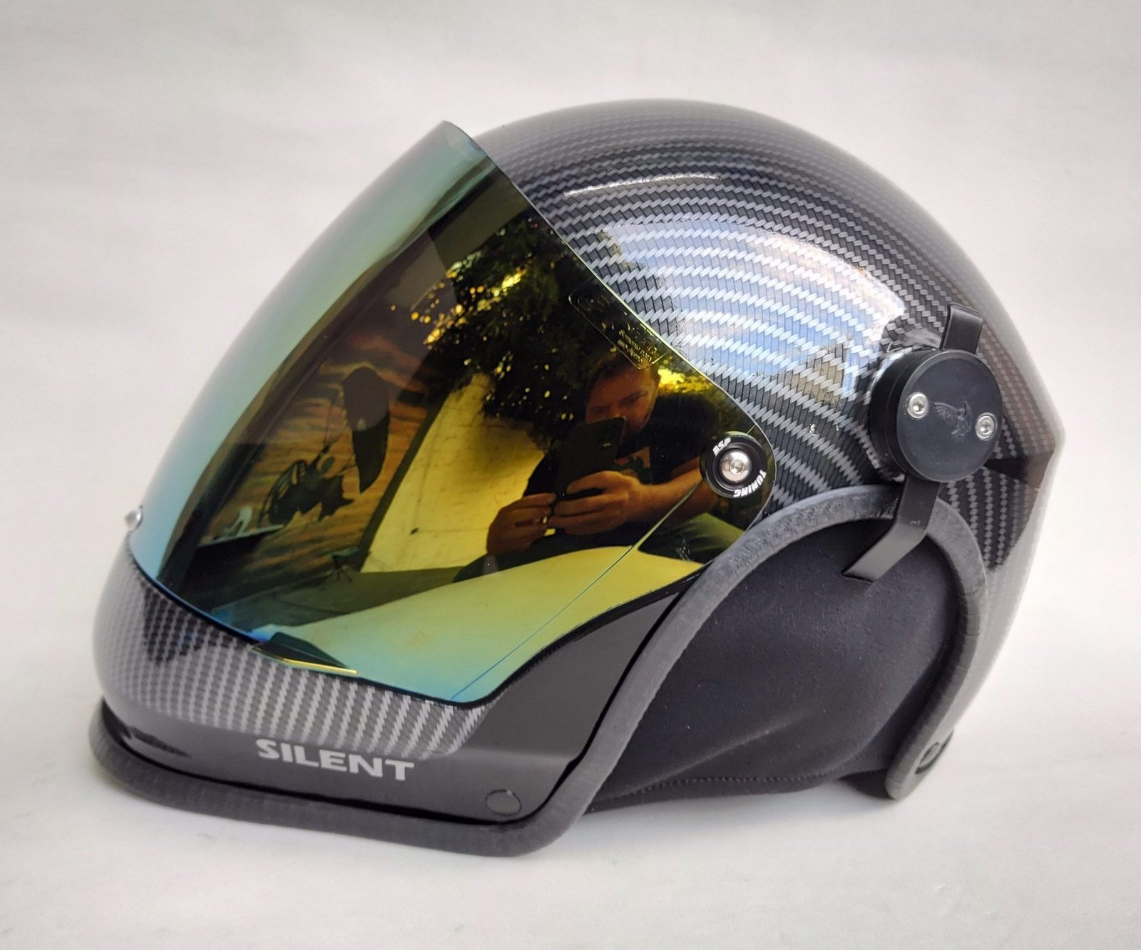CAPACETE SILENT FUL FACE COR CARBON COLORS COM INTERCOMUNICADOR BLUETOOTH V6 PRO E CABO PRA RADIO - Imagem 27