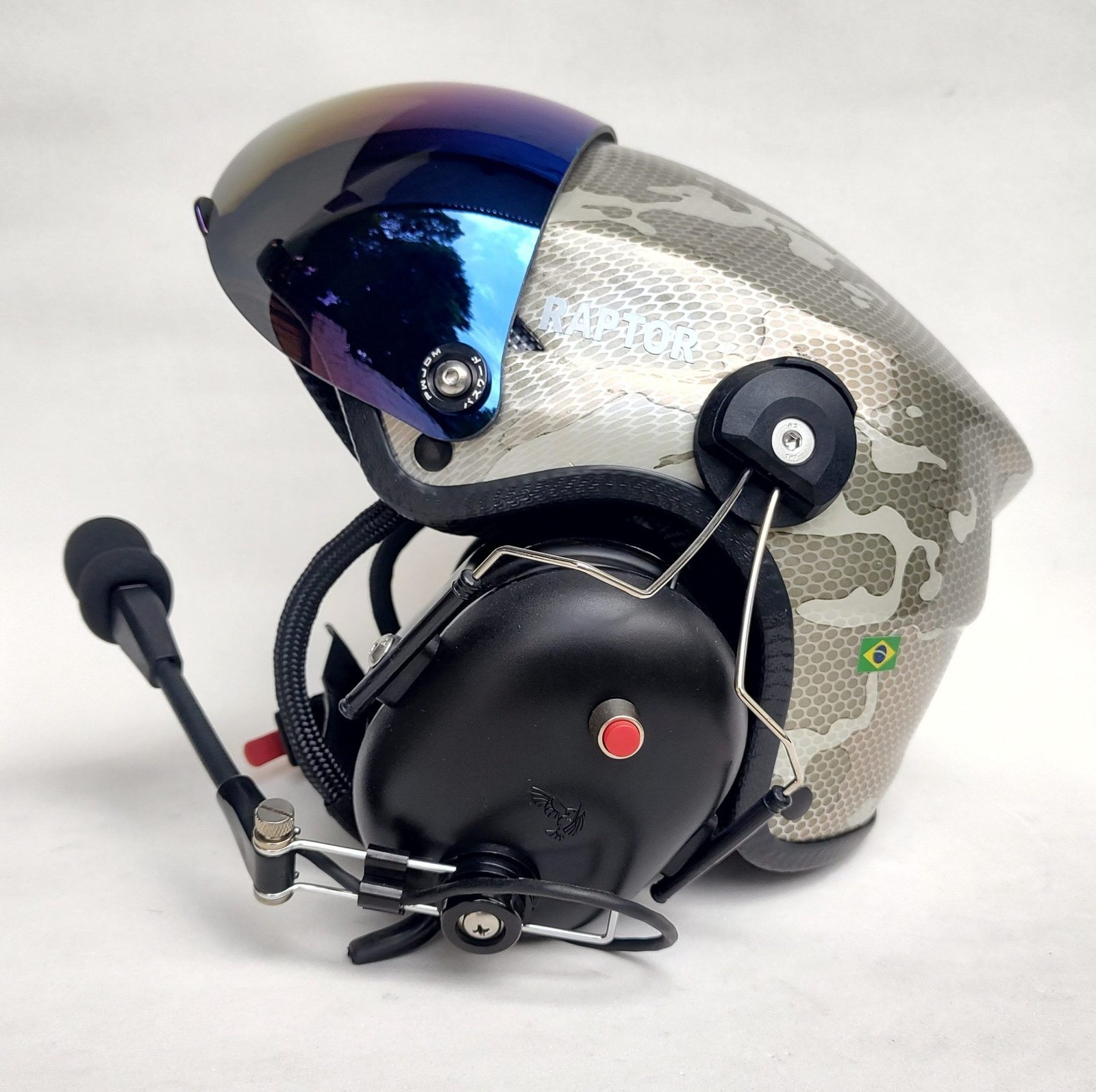 CAPACETE RAPTOR COMBAT DESERT COR CAMUFLADO COM VISEIRA AZUL IRIDIUM - Imagem 4