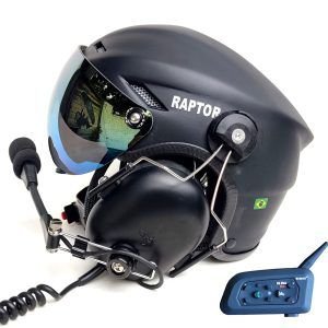 CAPACETE RAPTOR COM SISTEMA BLUETOOTH INTERCOMUNICADOR V6 PLUS E CABO PRA RÁDIO
