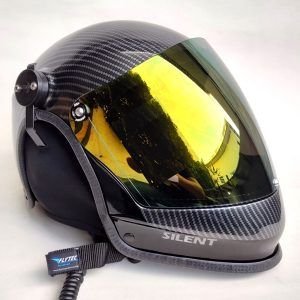 CAPACETE SILENT COM FONIA ANR E BLUETOOTH SISTEM COM SUPRESSOR DE RUIDO ELETRÔNICO PARA AVIAÇÃO.