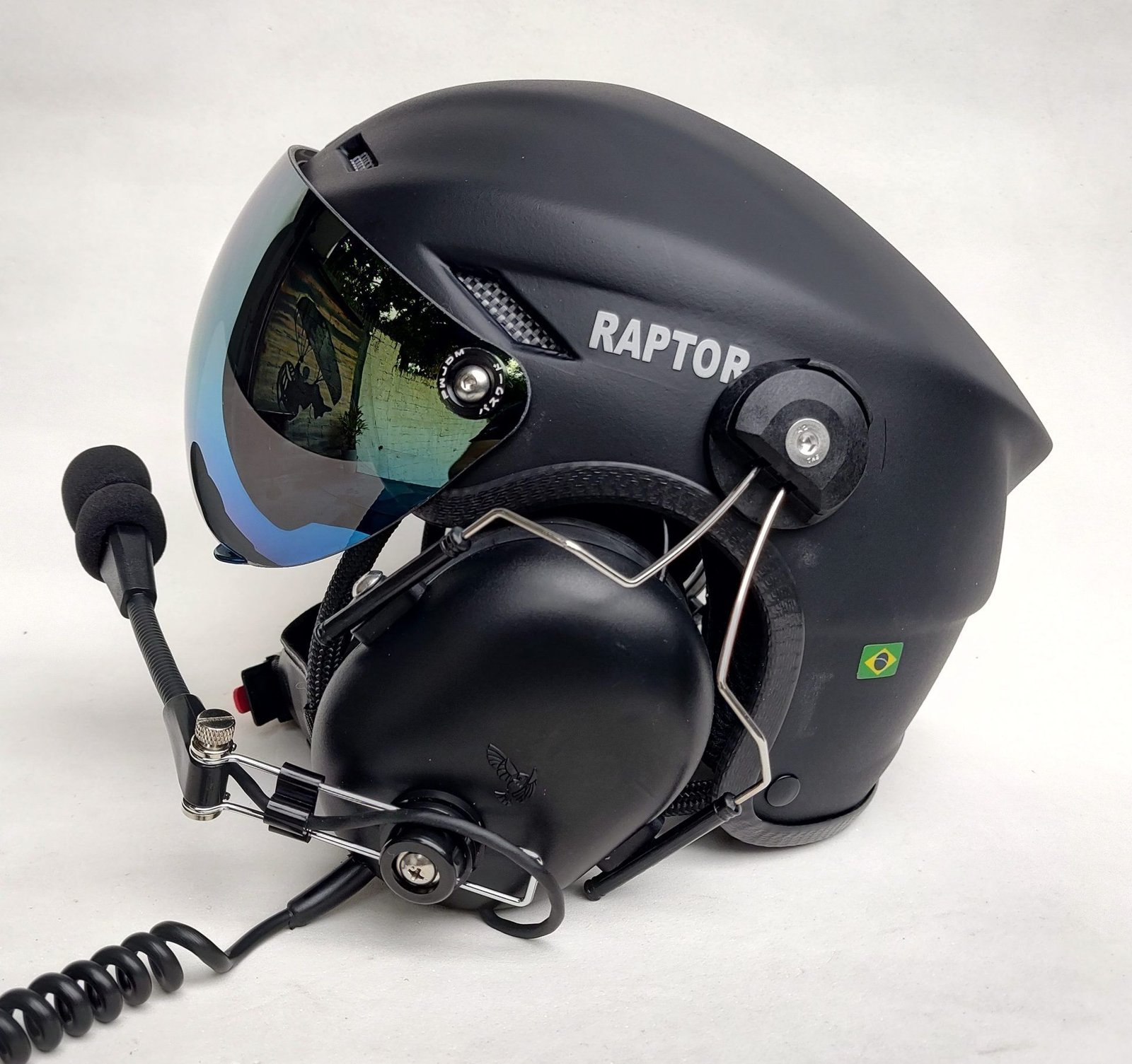 CAPACETE RAPTOR COR PRETO FOSCO COM VISEIRA MODELO TOP GUN E SISTEMA DE PRENDER A FONIA MODELO TIPO 3M - Imagem 9