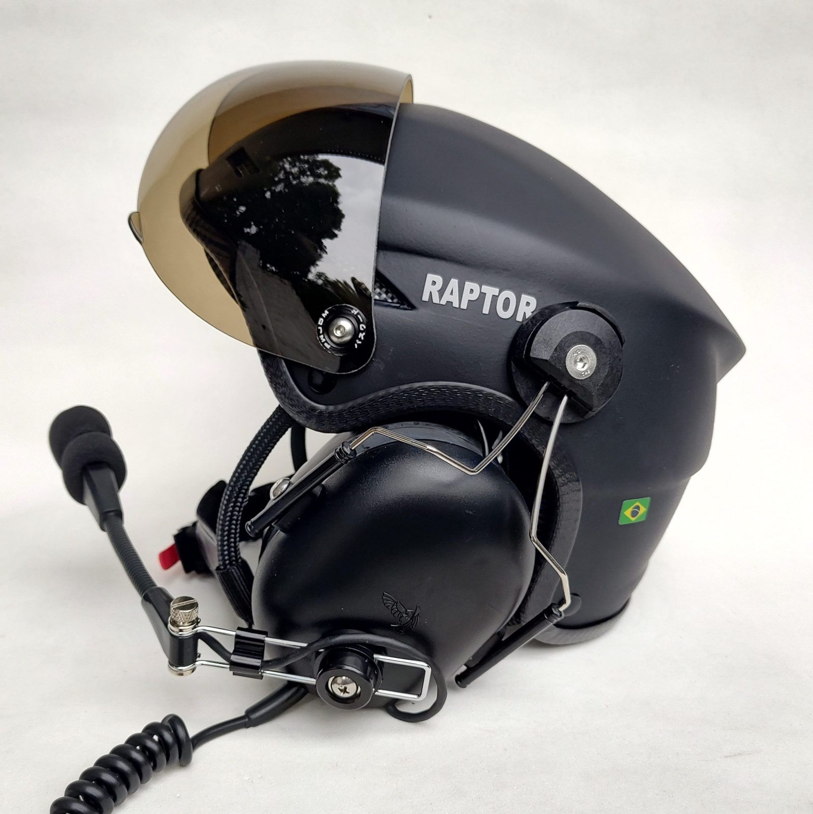 CAPACETE RAPTOR COR PRETO FOSCO COM VISEIRA MODELO TOP GUN E SISTEMA DE PRENDER A FONIA MODELO TIPO 3M - Imagem 5