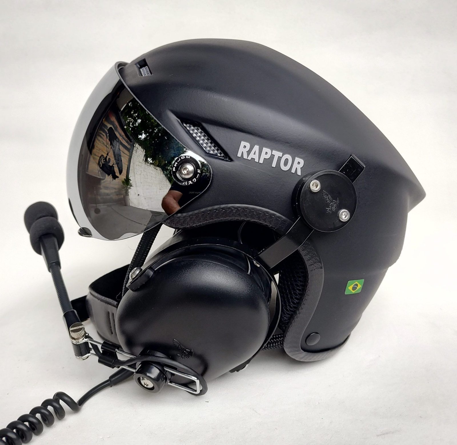 CAPACETE RAPTOR PRETO FOSCO COM VISEIRA E SISTEMA DE PRENDER A FONIA MODELO FLYTEC - Imagem 7