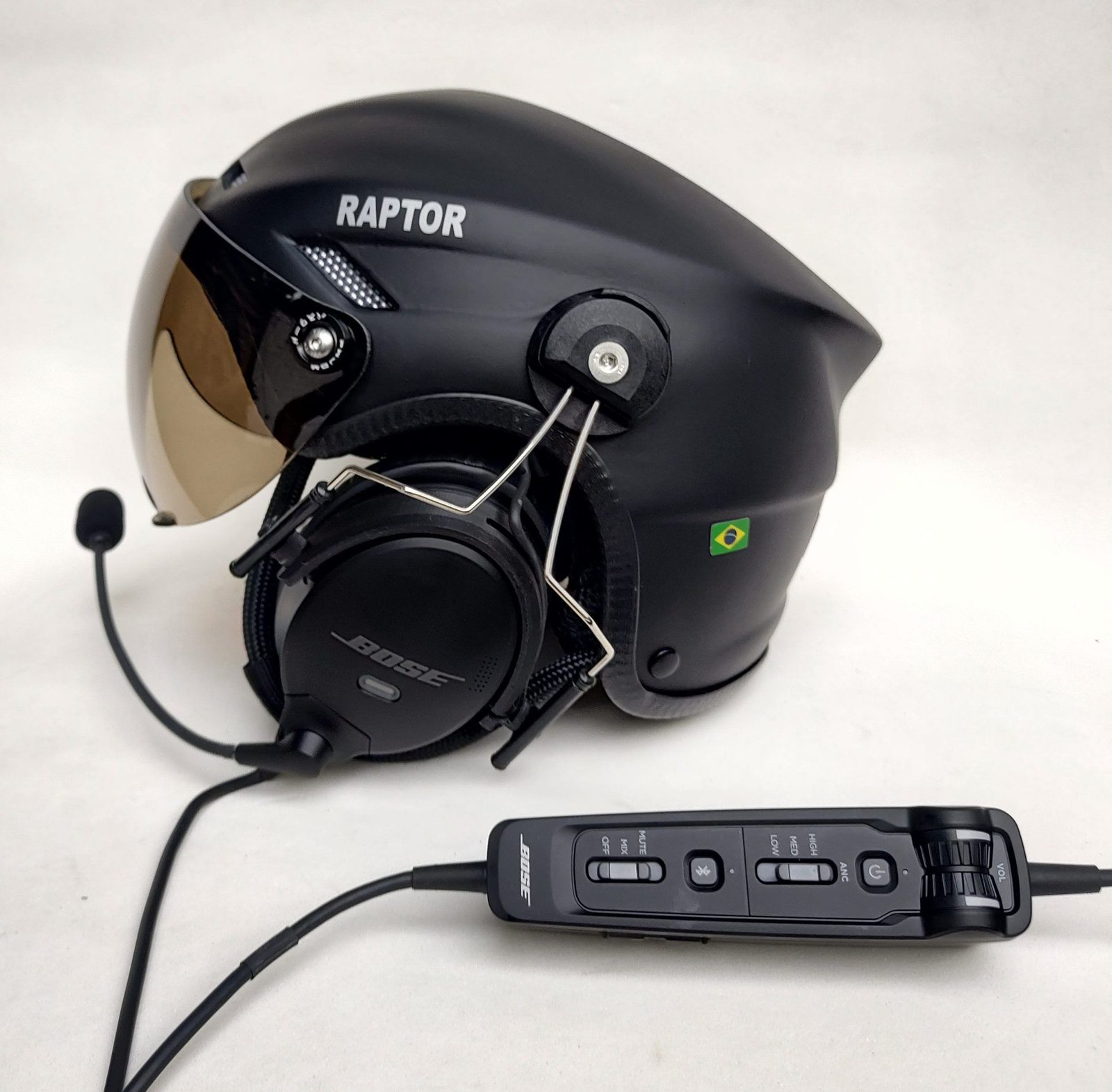 CAPACETE RAPTOR COM FONIA BOSE A30 BLUETOOTH DUAL PLUG PARA AVIAÇÃO. - Imagem 4