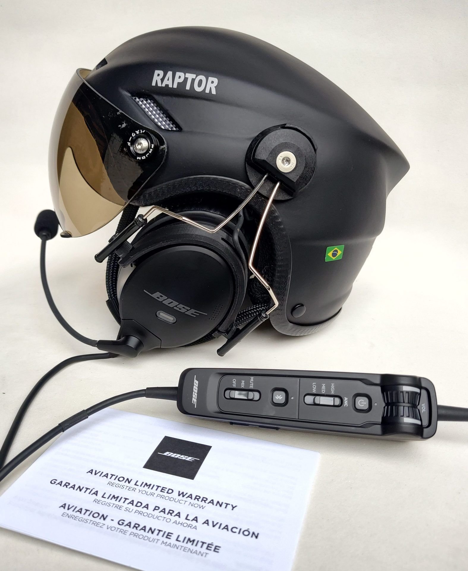 CAPACETE RAPTOR COM FONIA BOSE A30 BLUETOOTH DUAL PLUG PARA AVIAÇÃO. - Imagem 5