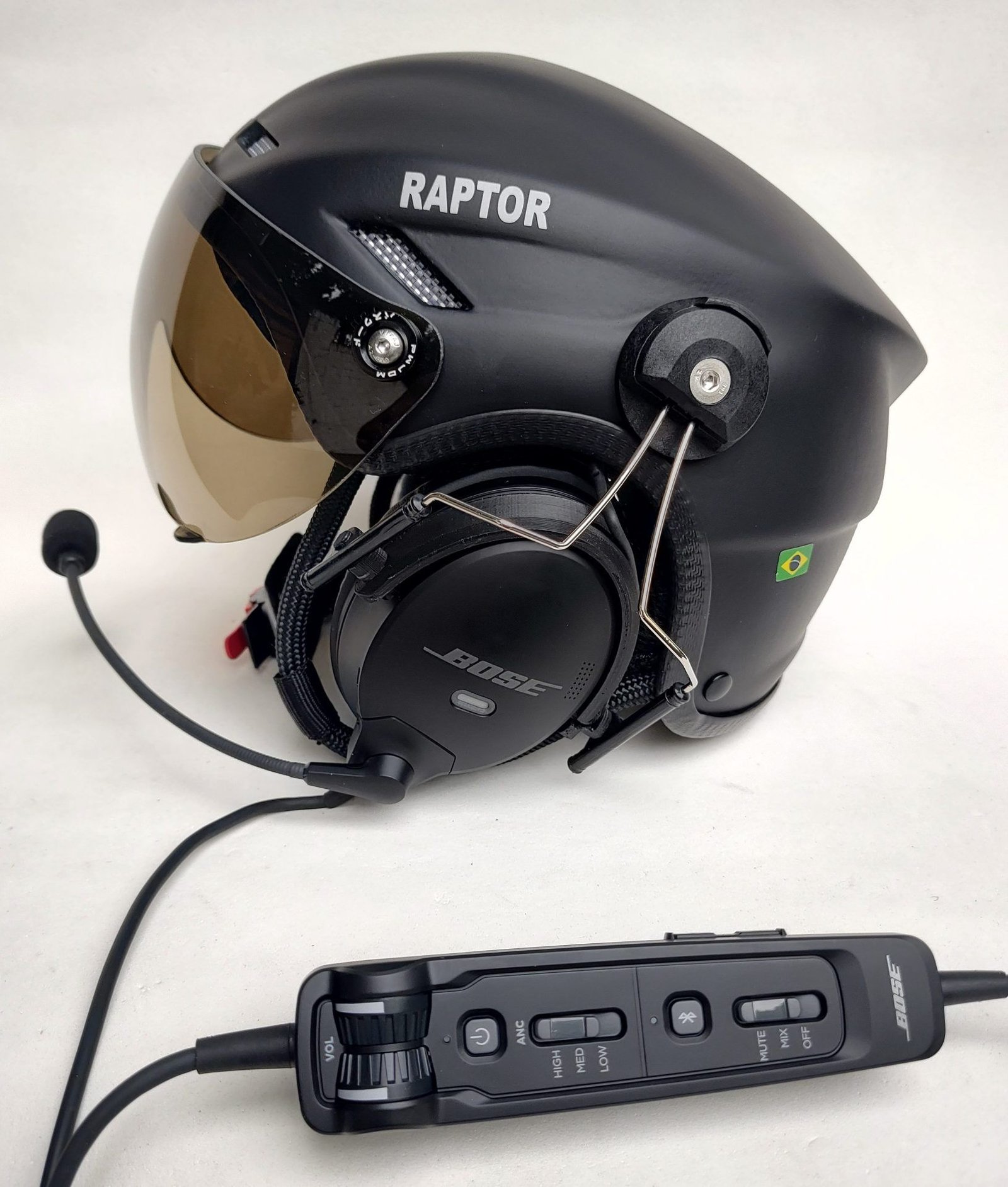 CAPACETE RAPTOR COM FONIA BOSE A30 BLUETOOTH DUAL PLUG PARA AVIAÇÃO. - Imagem 6