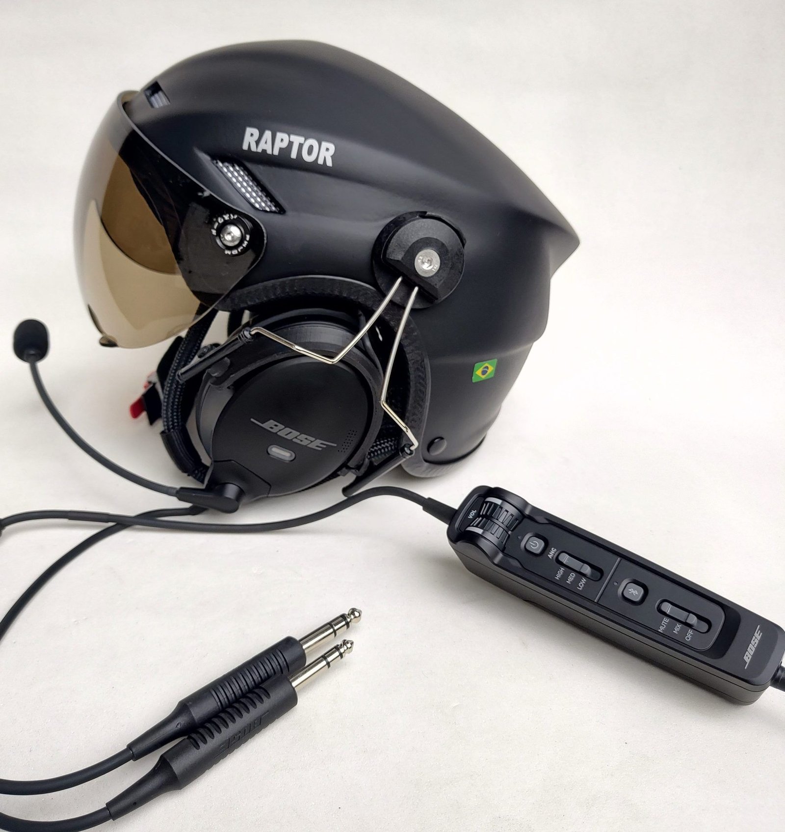 CAPACETE RAPTOR COM FONIA BOSE A30 BLUETOOTH DUAL PLUG PARA AVIAÇÃO. - Imagem 7