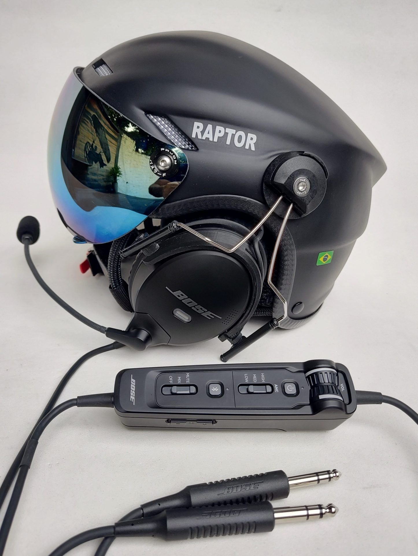 CAPACETE RAPTOR COM FONIA BOSE A30 BLUETOOTH DUAL PLUG PARA AVIAÇÃO. - Imagem 13