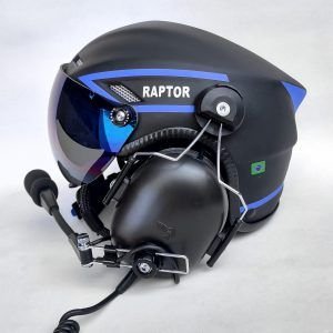 CAPACETE RAPTOR PLUS PINTURA PRETO FOSCO COM FAIXAS AZUL