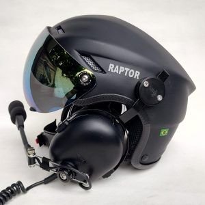 CAPACETE RAPTOR PRETO FOSCO COM VISEIRA E SISTEMA DE PRENDER A FONIA MODELO FLYTEC