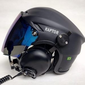 CAPACETE RAPTOR COR PRETO FOSCO COM VISEIRA MODELO FULL FACE E SISTEMA DE PRENDER A FONIA MODELO FLYTEC