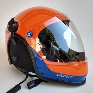 CAPACETE SILENT FULL FACE COR LARANJA COM FAIXAS AZUL