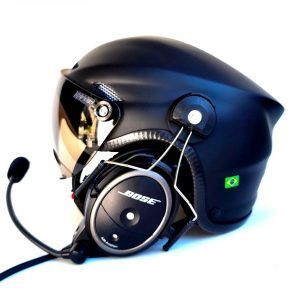 CAPACETE RAPTOR COM FONIA BOSE A20 BLUETOOTH DUAL PLUG PARA AVIAÇÃO.