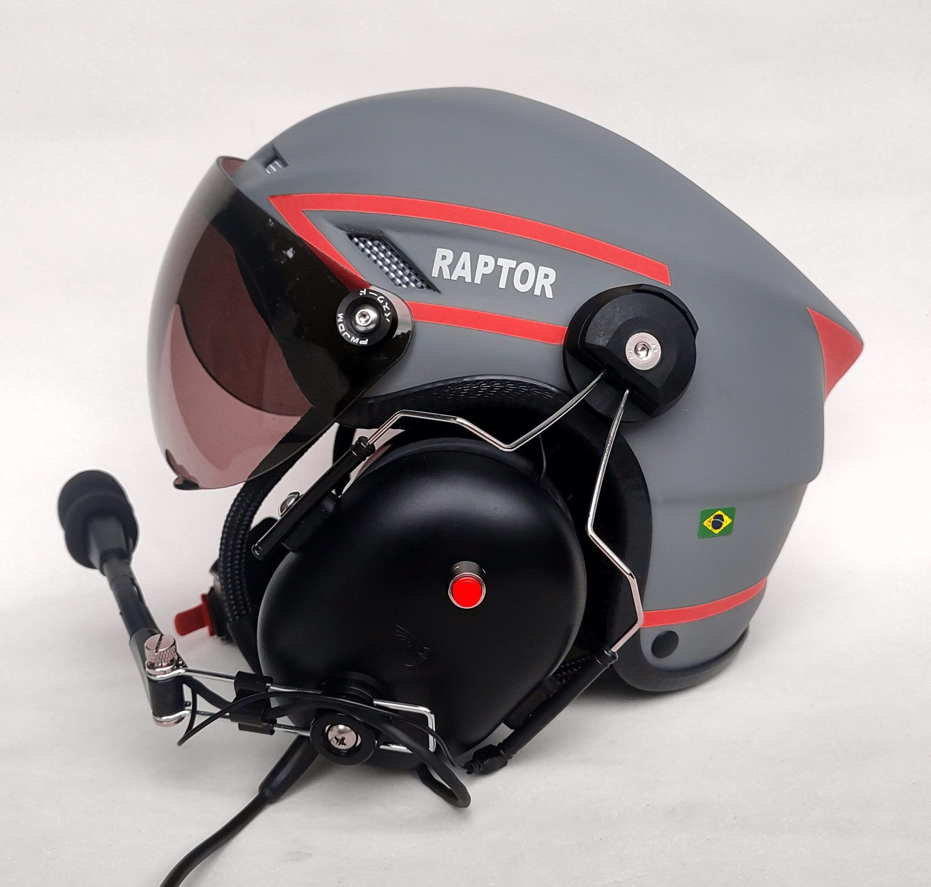 CAPACETE RAPTOR PLUS PINTURA CINZA FOSCO COM FAIXAS AMARELO - Imagem 4