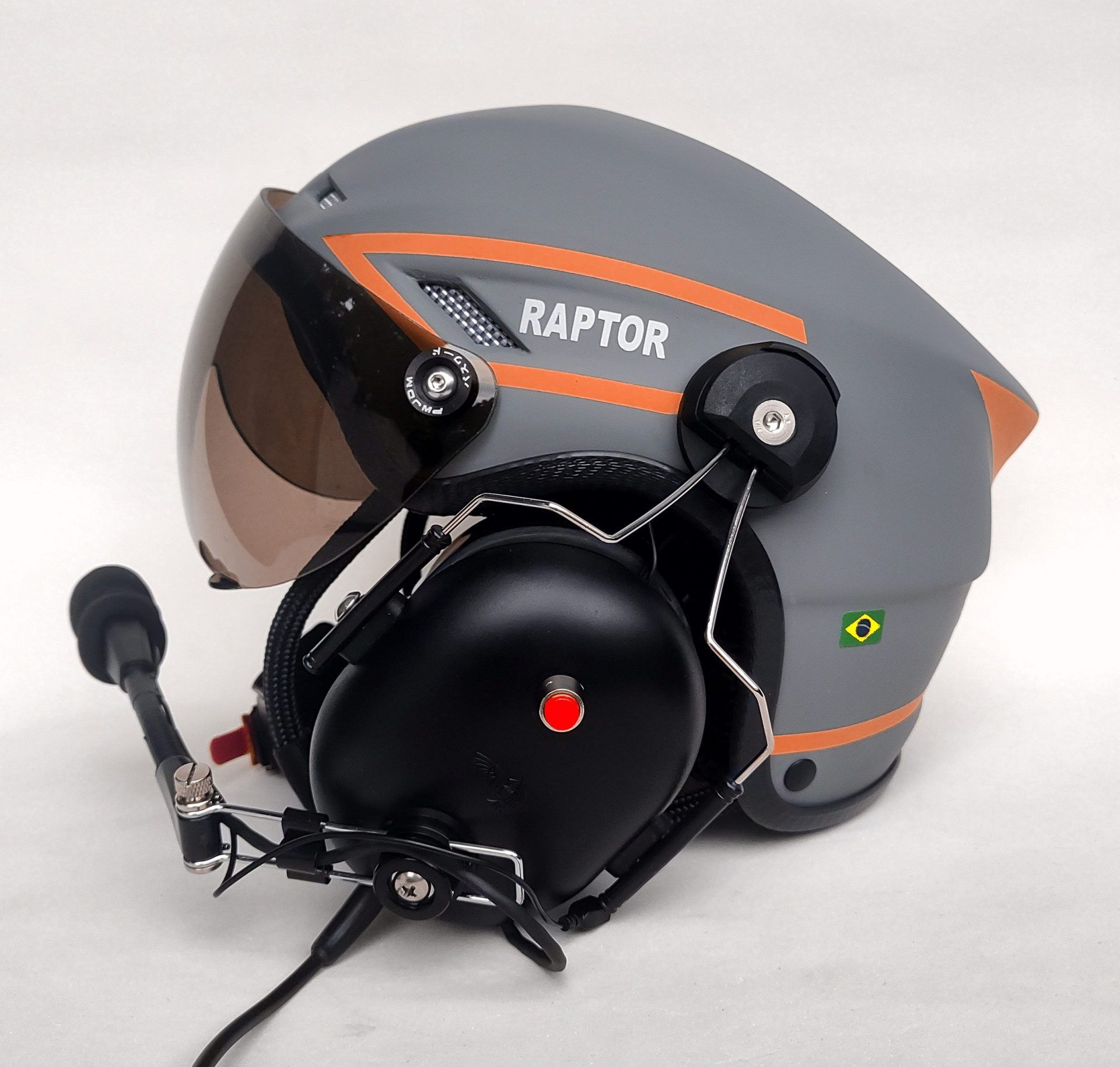 CAPACETE RAPTOR PLUS PINTURA CINZA FOSCO COM FAIXAS AMARELO - Imagem 3